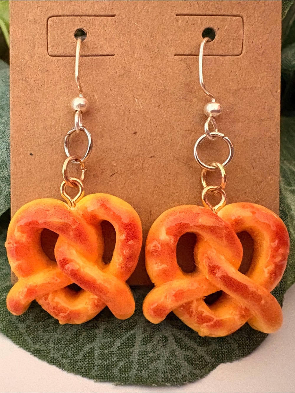 Handcrafted Orange Pretzel Dangle Earrings - Women Jewelry